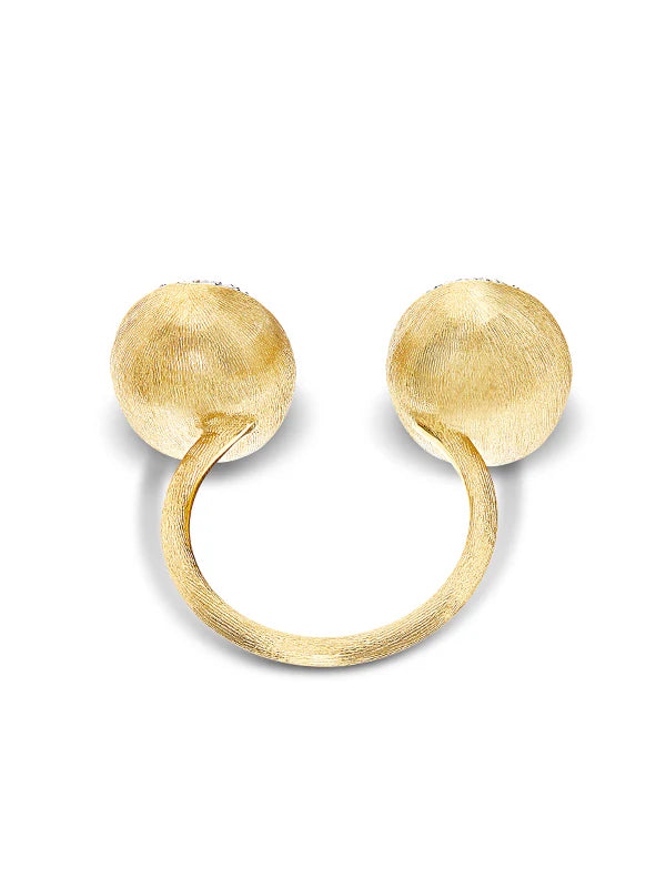 Anello Nanis "BUBBLE" con due boules in oro e diamanti (piccolo)