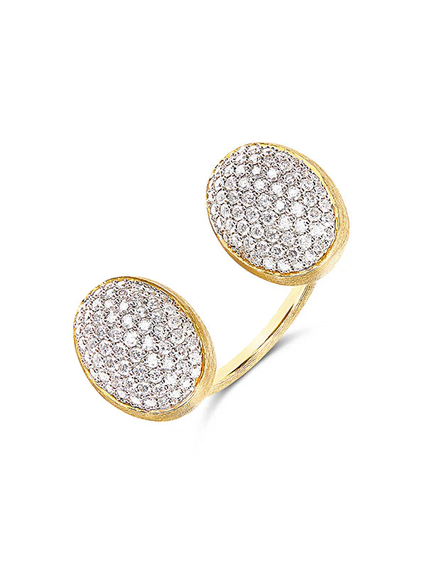Anello Nanis "BUBBLE" con due boules in oro e diamanti (piccolo)
