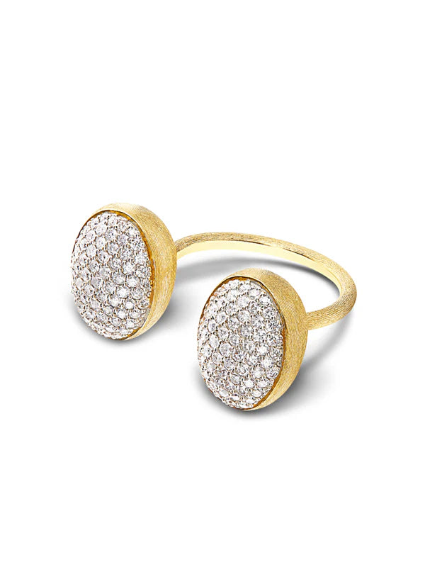 Anello Nanis "BUBBLE" con due boules in oro e diamanti (piccolo)