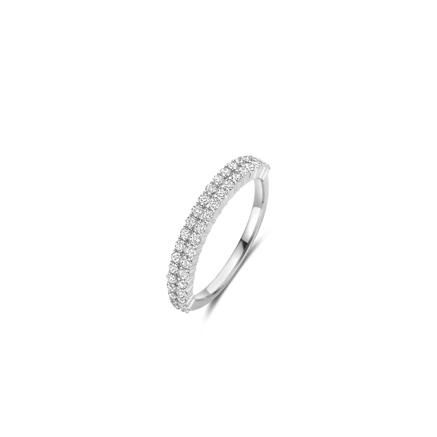 Anello Argento con doppia veretta Zirconi