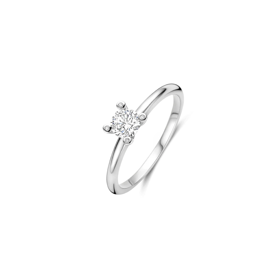 Anello Argento Solitario Zirconi