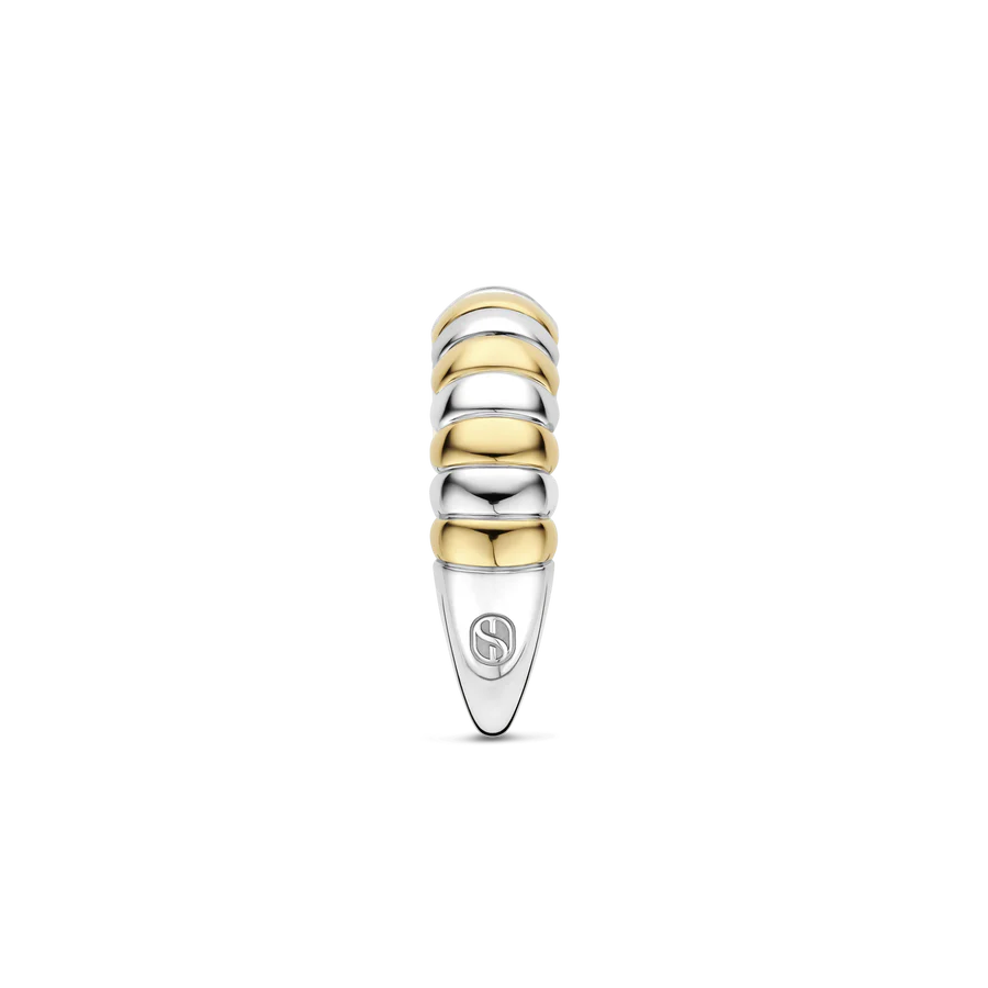 Anello a Fascia Bombato in Argento e Zirconi