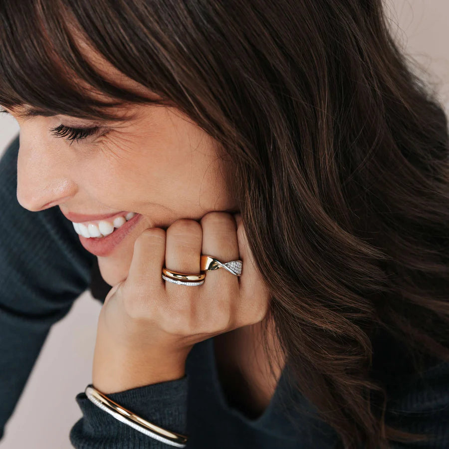 Anello Doppio in Argento e Zirconi