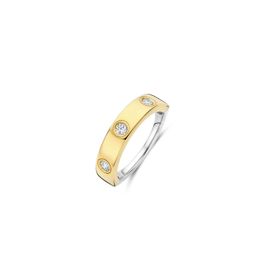 Anello in Argento Dorato e Zirconi