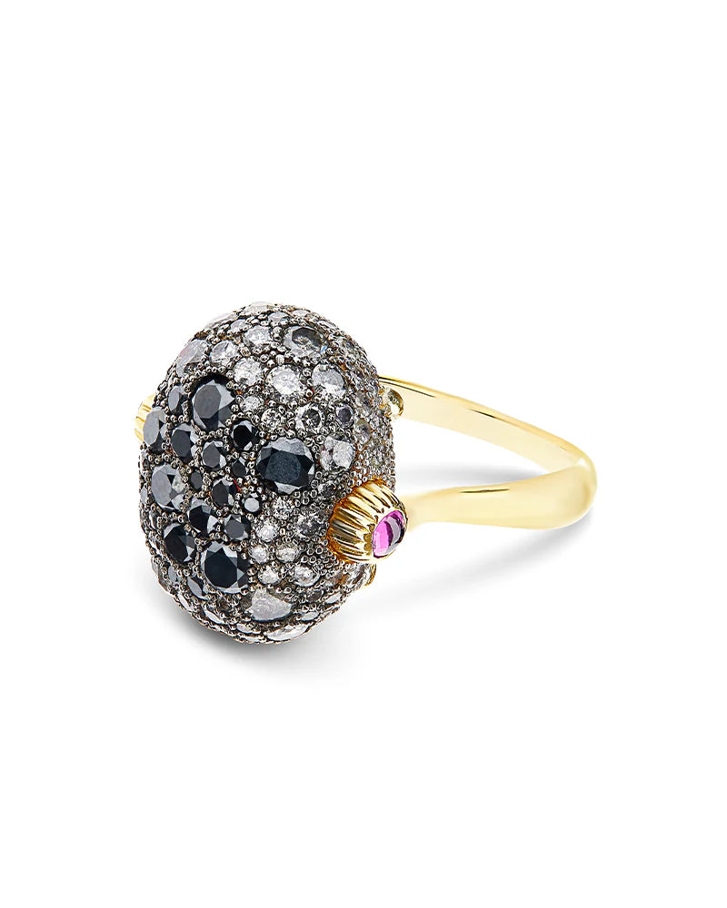 Anello Nanis "DANCING REVERSE" (Grande) - Rubini, Diamanti e Cristallo di rocca