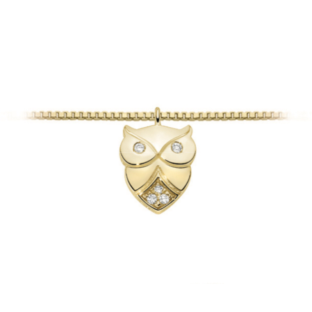 Pendente Gufo in Oro Giallo e Diamanti