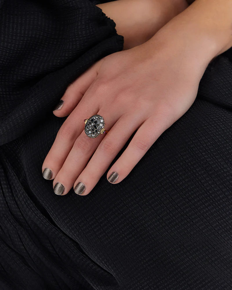 Anello Nanis "DANCING REVERSE" (Grande) - Rubini, Diamanti e Cristallo di rocca