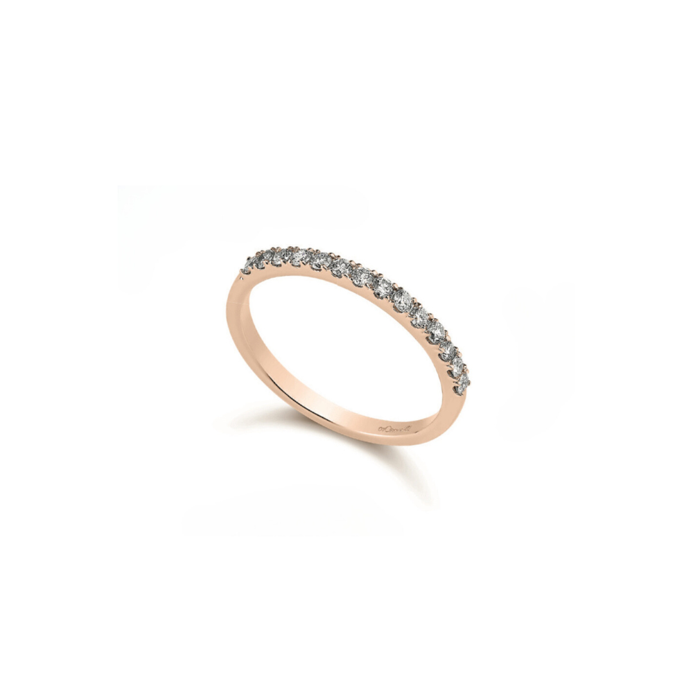 Anello Fedina in Oro Bianco o Oro Rosa e Diamanti