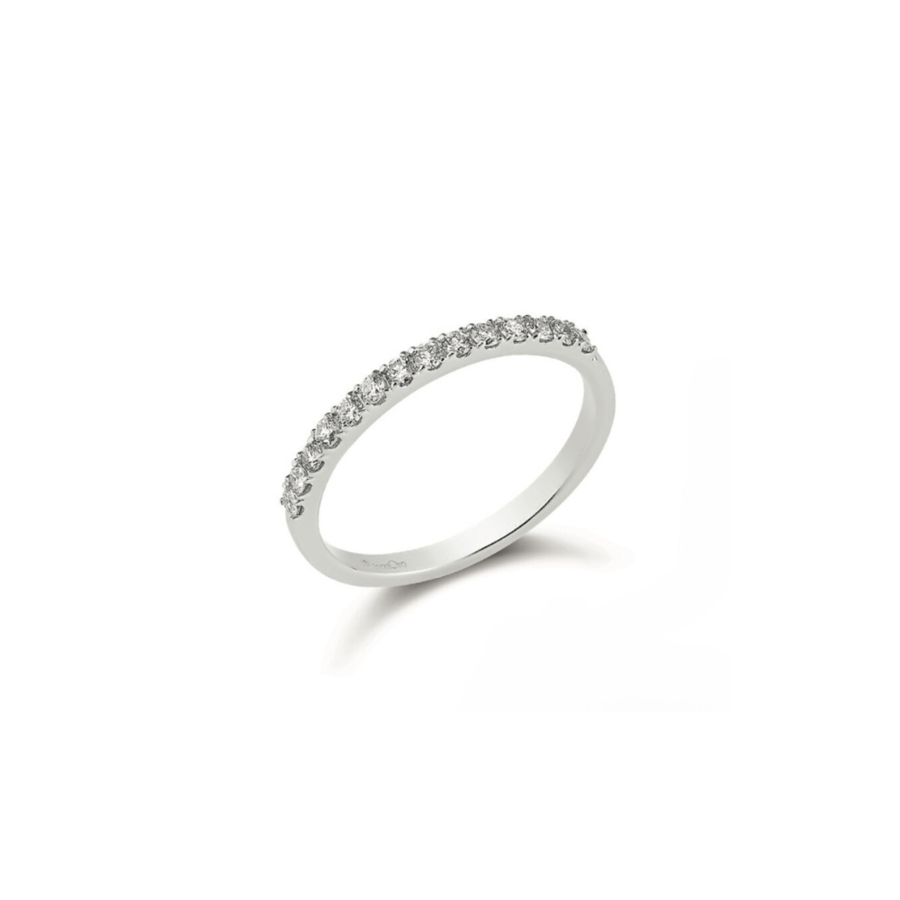 Anello Fedina in Oro Bianco o Oro Rosa e Diamanti