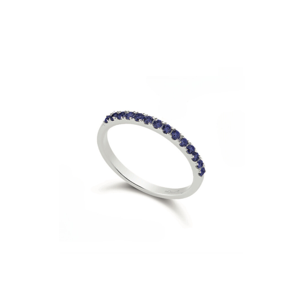 Anello Fedina in Oro Bianco e Zaffiri - Rubini - Smeraldi