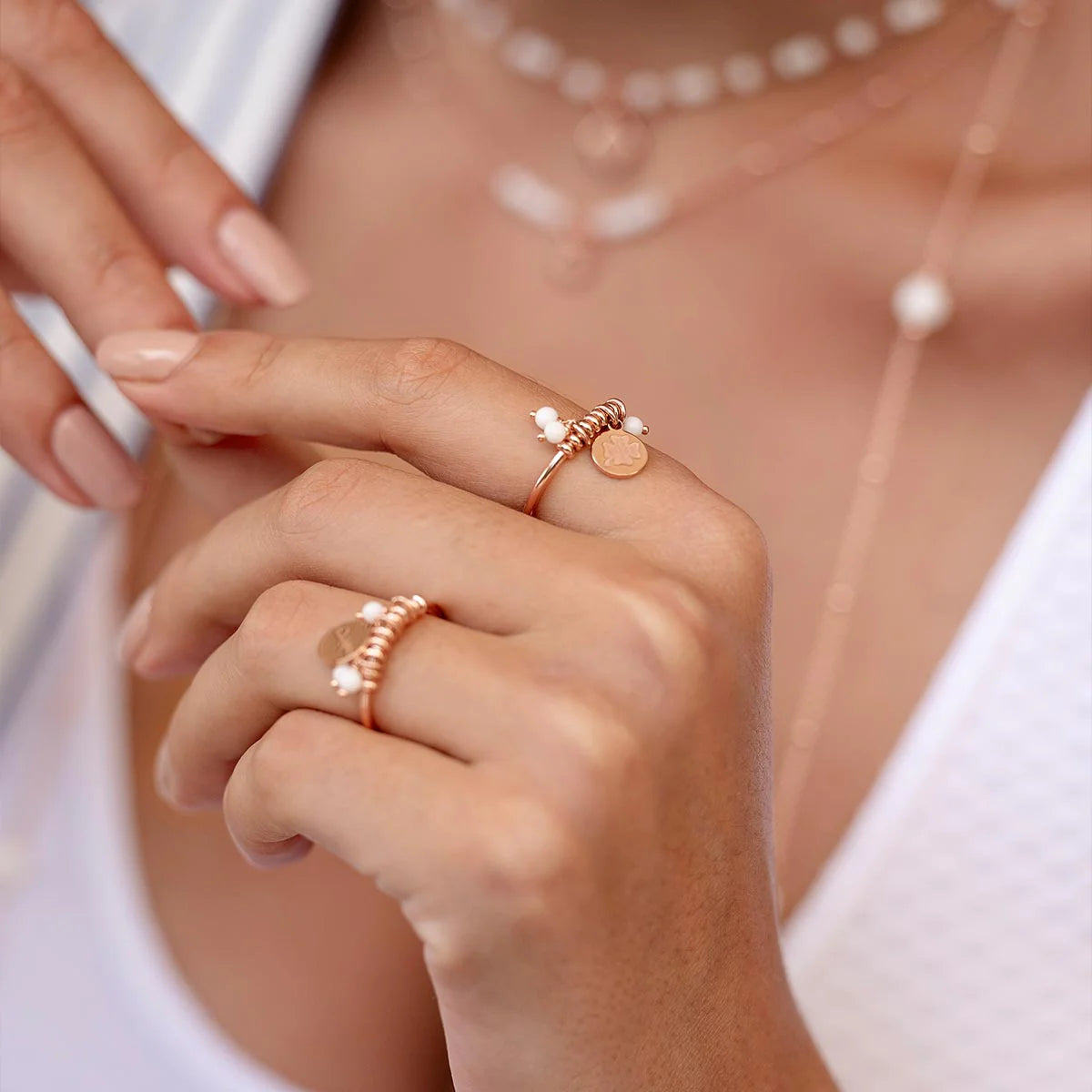 Anello medagliette Gipsy White