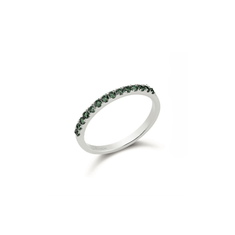 Anello Fedina in Oro Bianco e Zaffiri - Rubini - Smeraldi