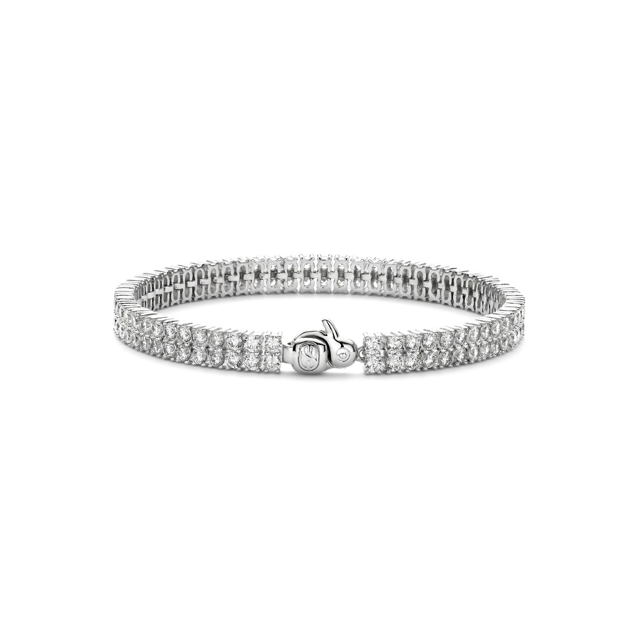 Bracciale Tennis in Argento e Doppia fila di Zirconi