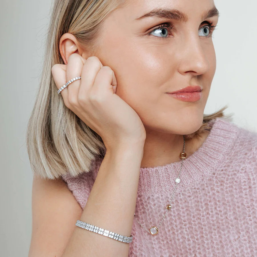 Bracciale Tennis in Argento e Doppia fila di Zirconi