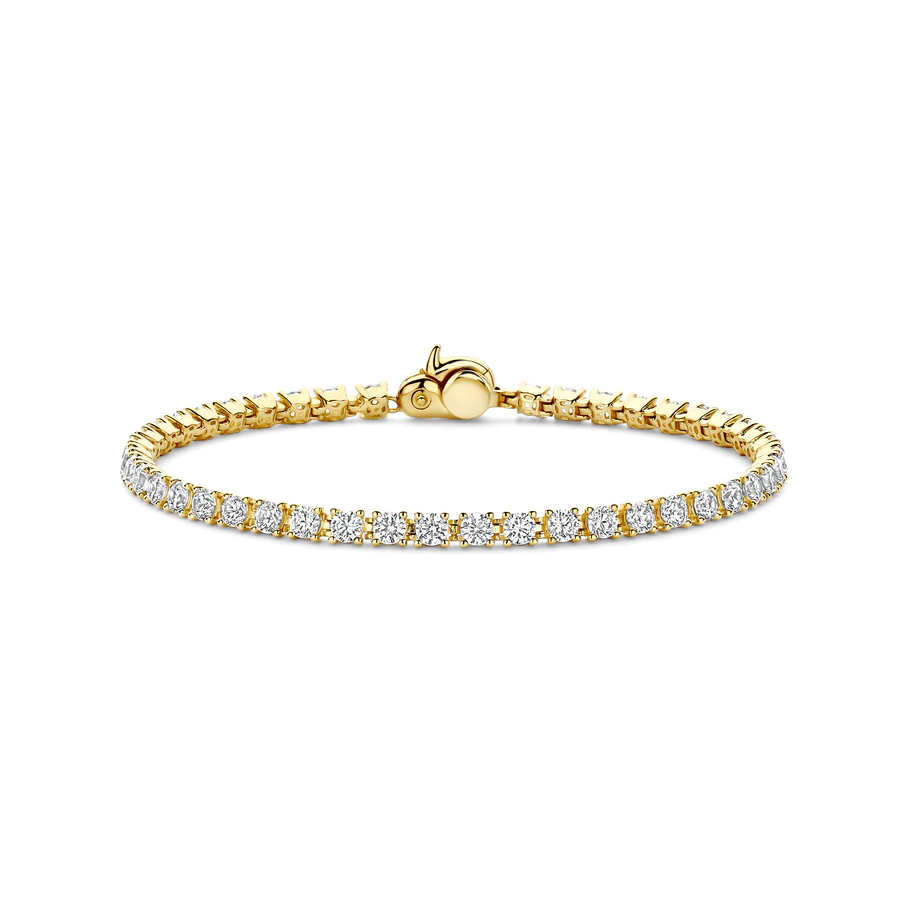 Bracciale Tennis 2,5mm in Argento Dorato e Zirconi