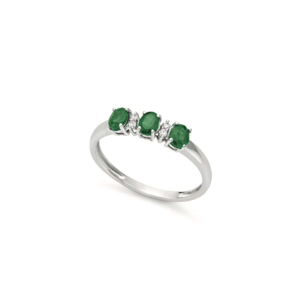 Anello Trilogy Smeraldi e Diamanti