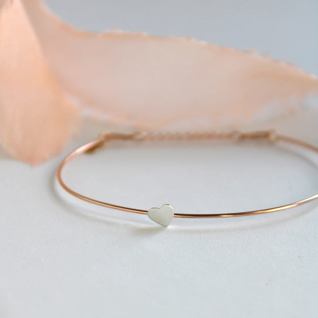 Bracciale Filodamore in Oro Rosa 9kt e Cuore Piccolo in Argento 925 o Oro Rosa 9kt