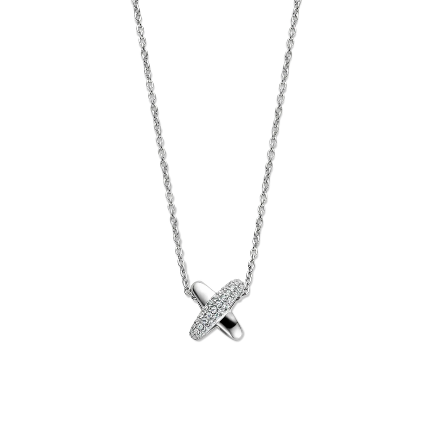 Collana con Pendente ad incrocio in Argento e Zirconi