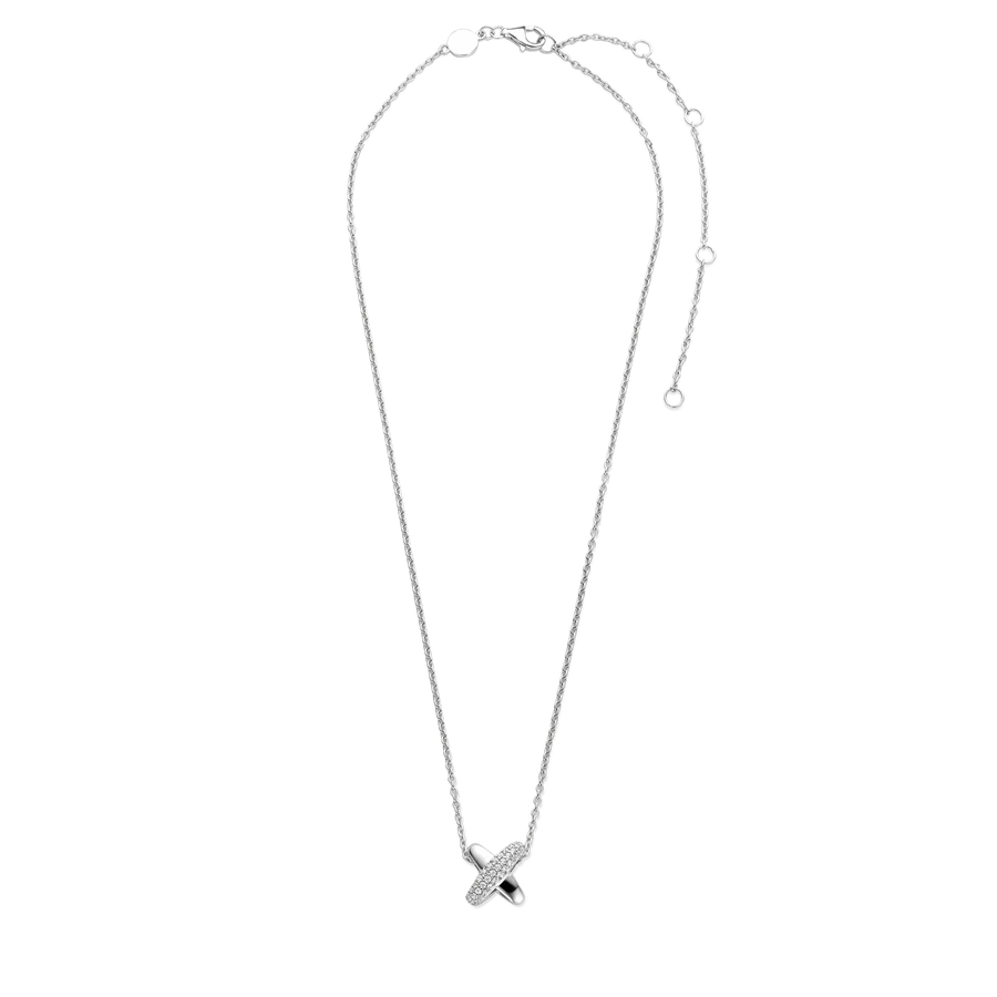 Collana con Pendente ad incrocio in Argento e Zirconi