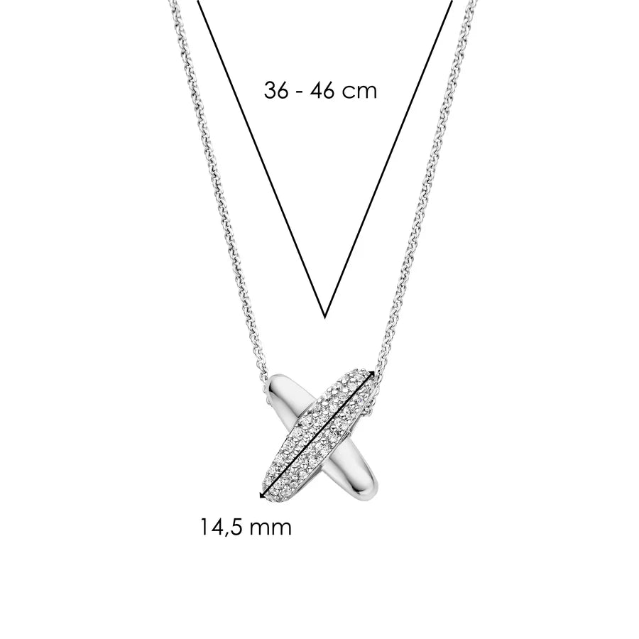 Collana con Pendente ad incrocio in Argento e Zirconi