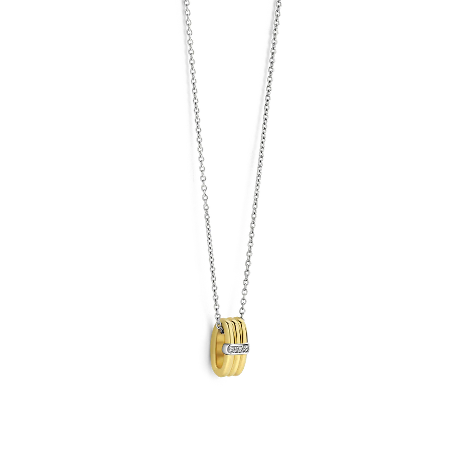 Collana con Pendente in Argento Dorato e Zirconi