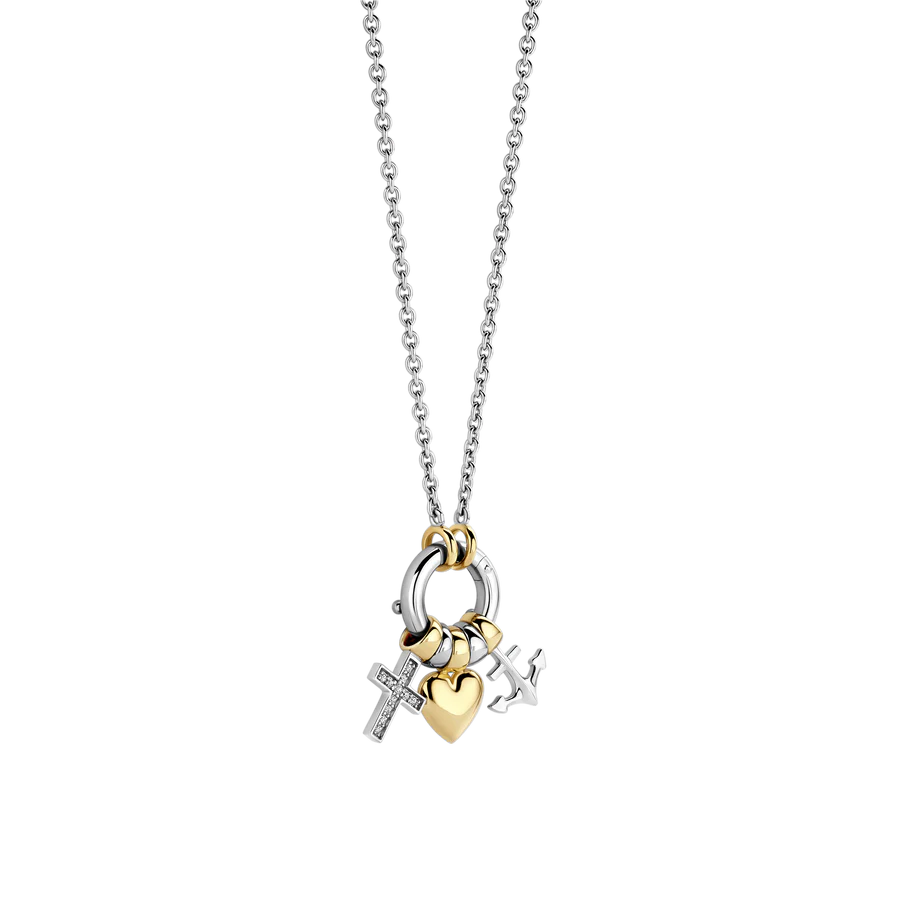 Collana Charms Fede, Speranza, Carità in Argento e Zirconi