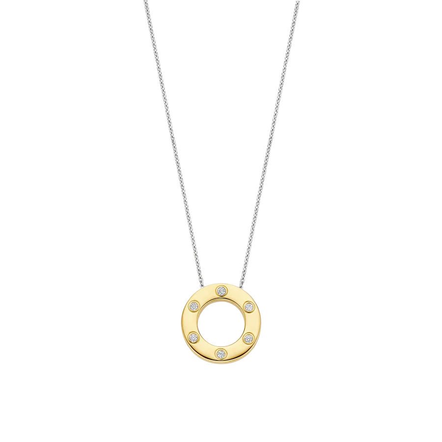 Collana con Pendente geometrico in Argento Dorato e Zirconi