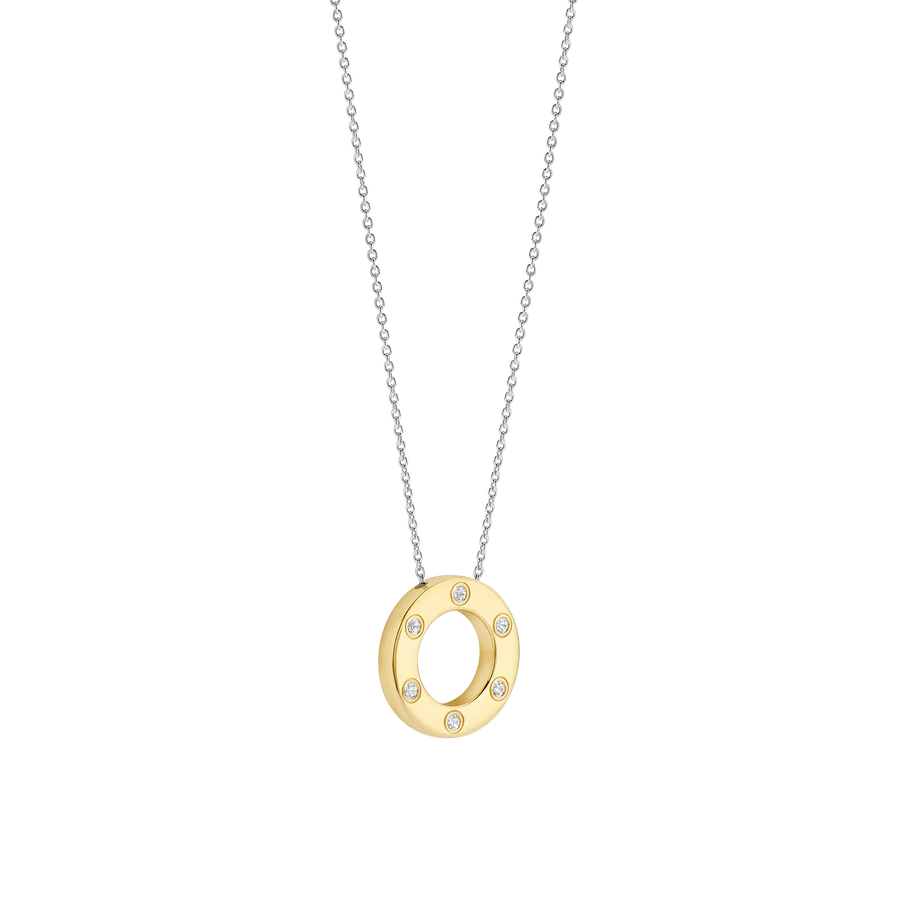 Collana con Pendente geometrico in Argento Dorato e Zirconi