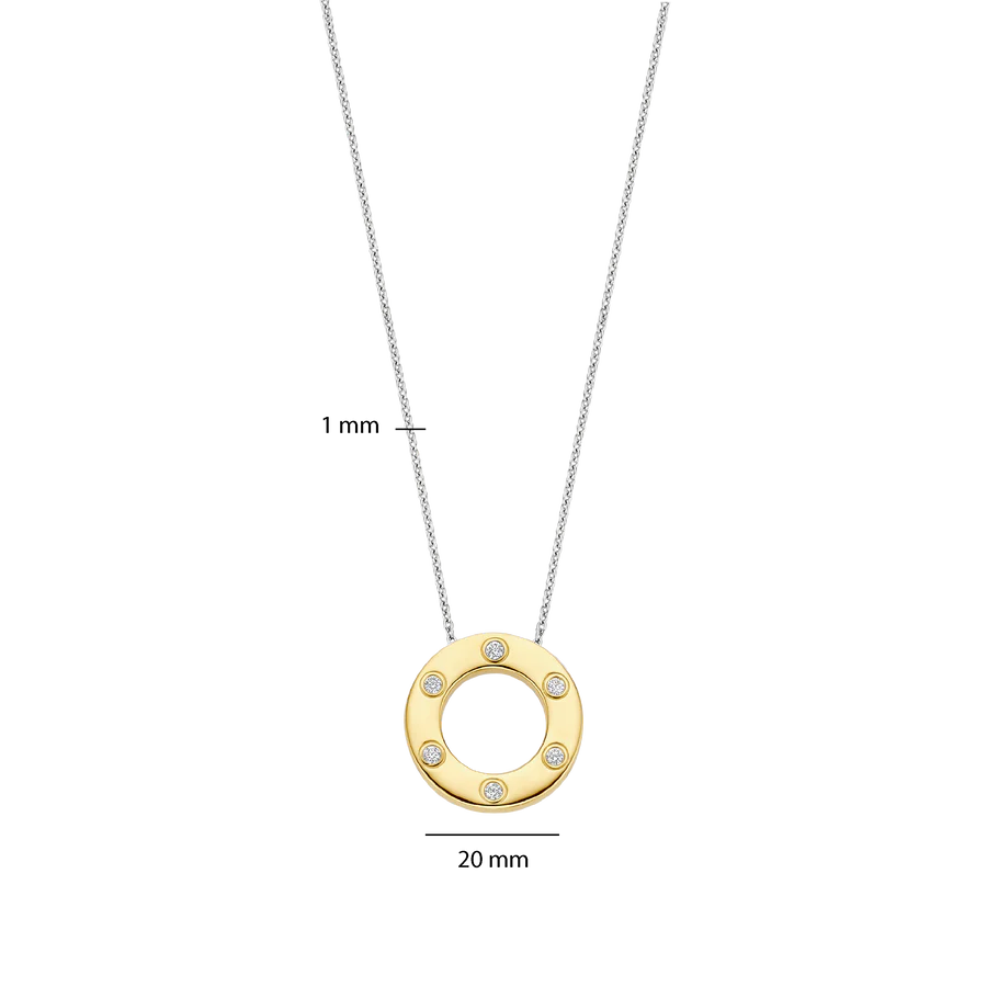 Collana con Pendente geometrico in Argento Dorato e Zirconi