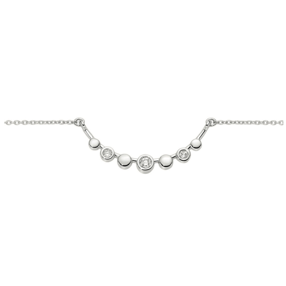 Collana con Centrale Tondini in Oro Bianco o Giallo e Diamanti