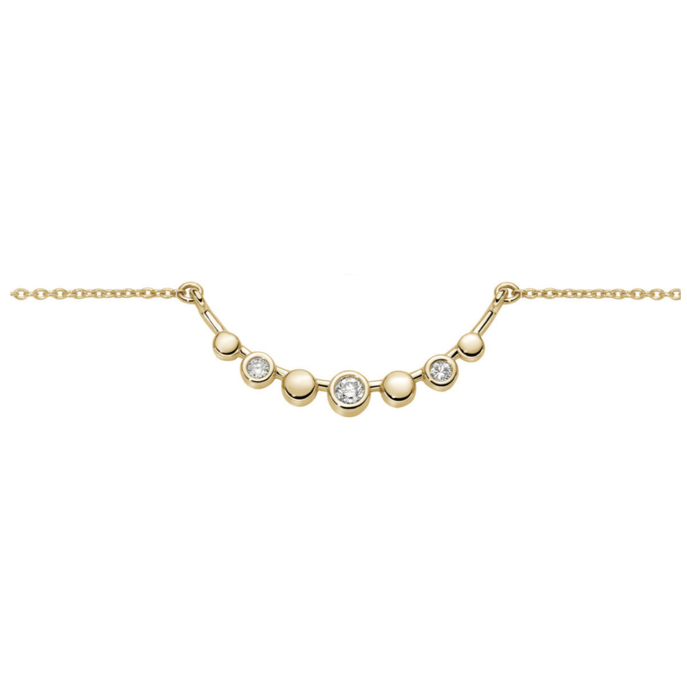 Collana con Centrale Tondini in Oro Bianco o Giallo e Diamanti