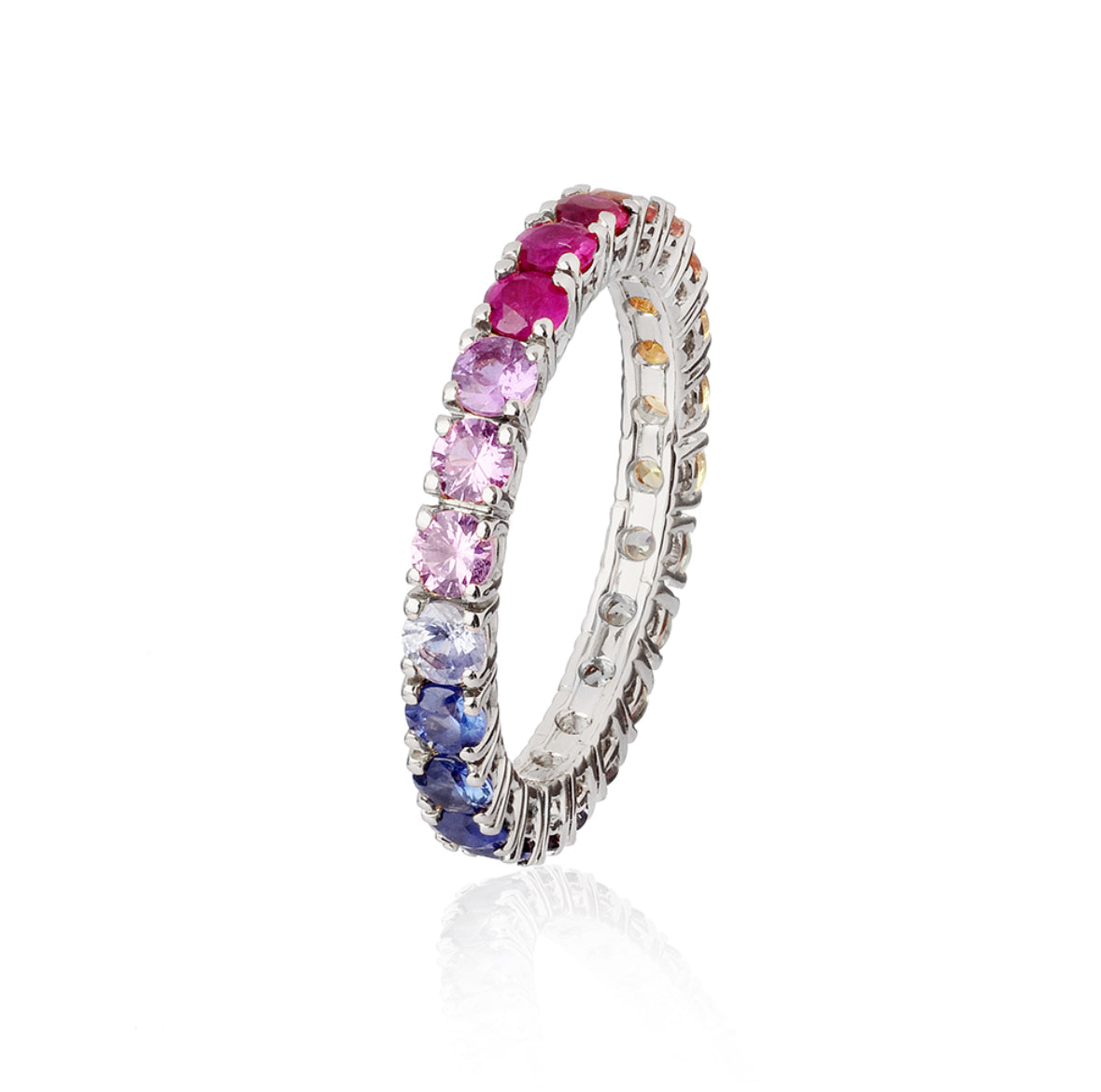 Michooyel Anello Eternity Arcobaleno A Fascia Per Donna – Placcato Oro 18k Con Zirconi Colorati, Regalo In Scatola Lusso
