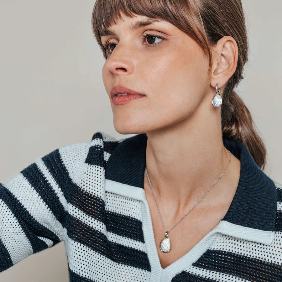 Collana con Pendente Goccia in Argento e Zirconi