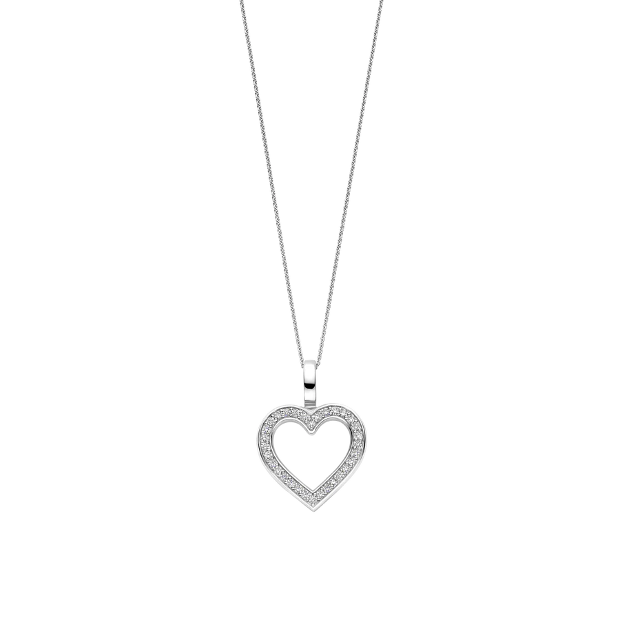 Collana con Cuore in Argento e Zirconi