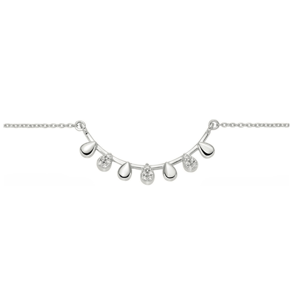 Collana con Centrale Gocce in Oro Bianco o Giallo e Diamanti