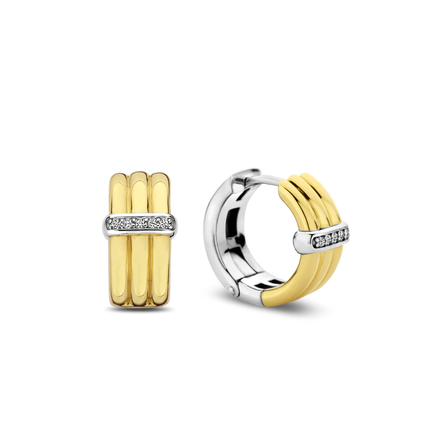 Orecchini Verette in Argento Dorato e Zirconi