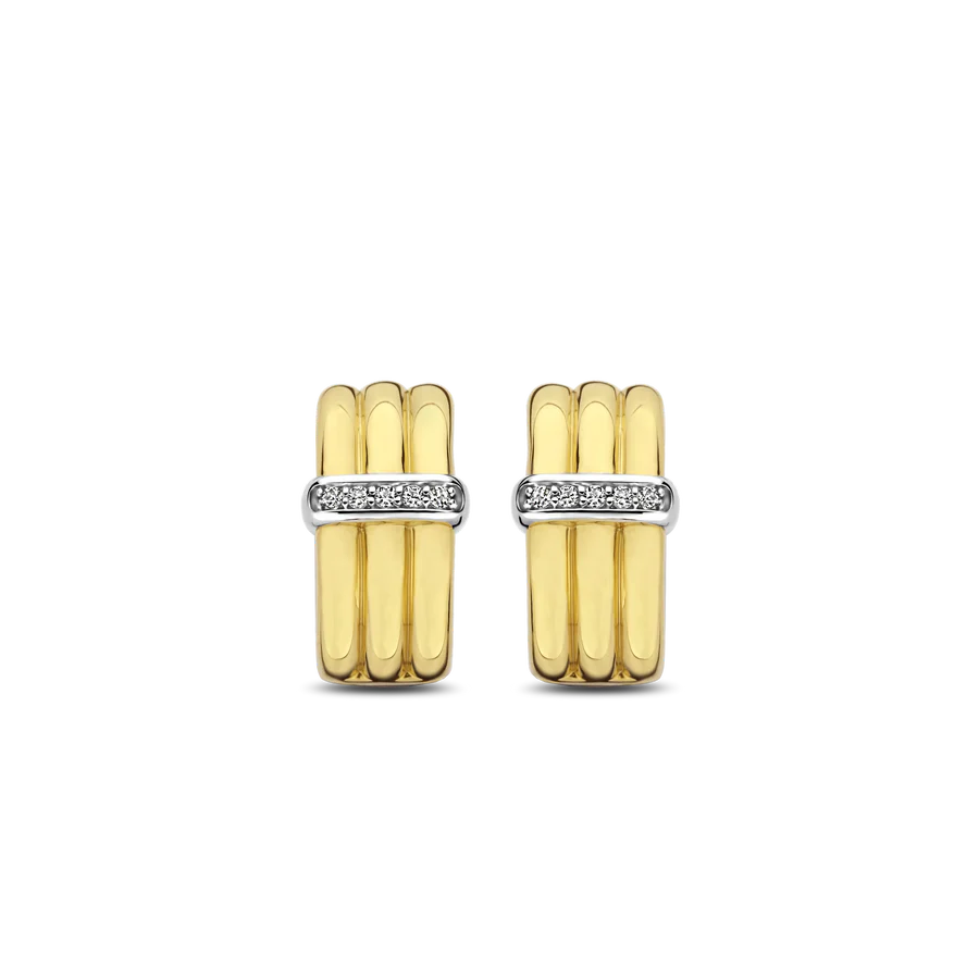 Orecchini Verette in Argento Dorato e Zirconi