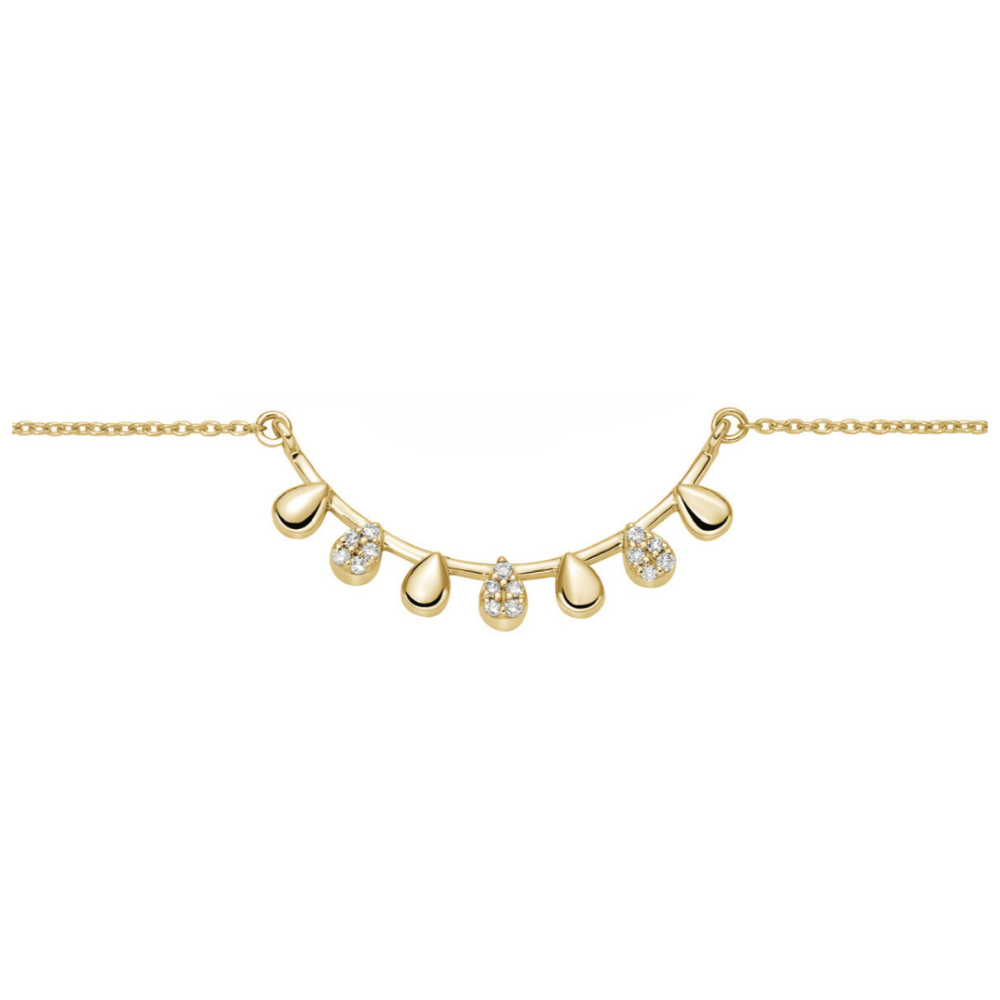 Collana con Centrale Gocce in Oro Bianco o Giallo e Diamanti