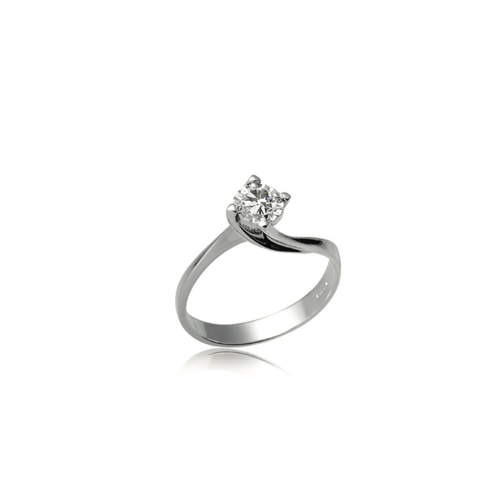 Anello Solitario in Oro bianco e Diamante