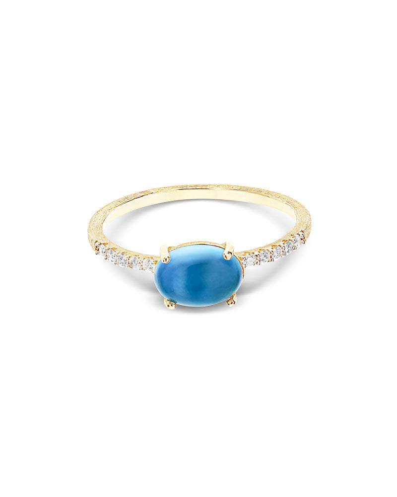 Anello "DANCING AZURE" con Diamanti e Topazio London Blu - Medio