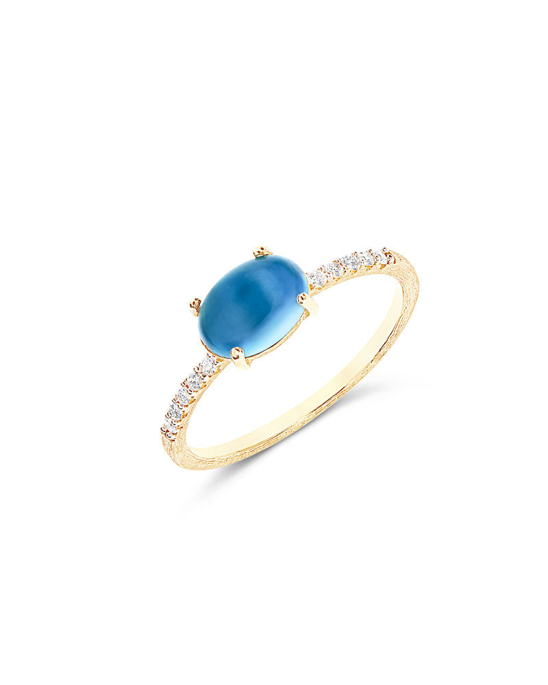 Anello "DANCING AZURE" con Diamanti e Topazio London Blu - Medio