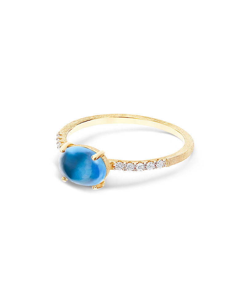 Anello "DANCING AZURE" con Diamanti e Topazio London Blu - Medio