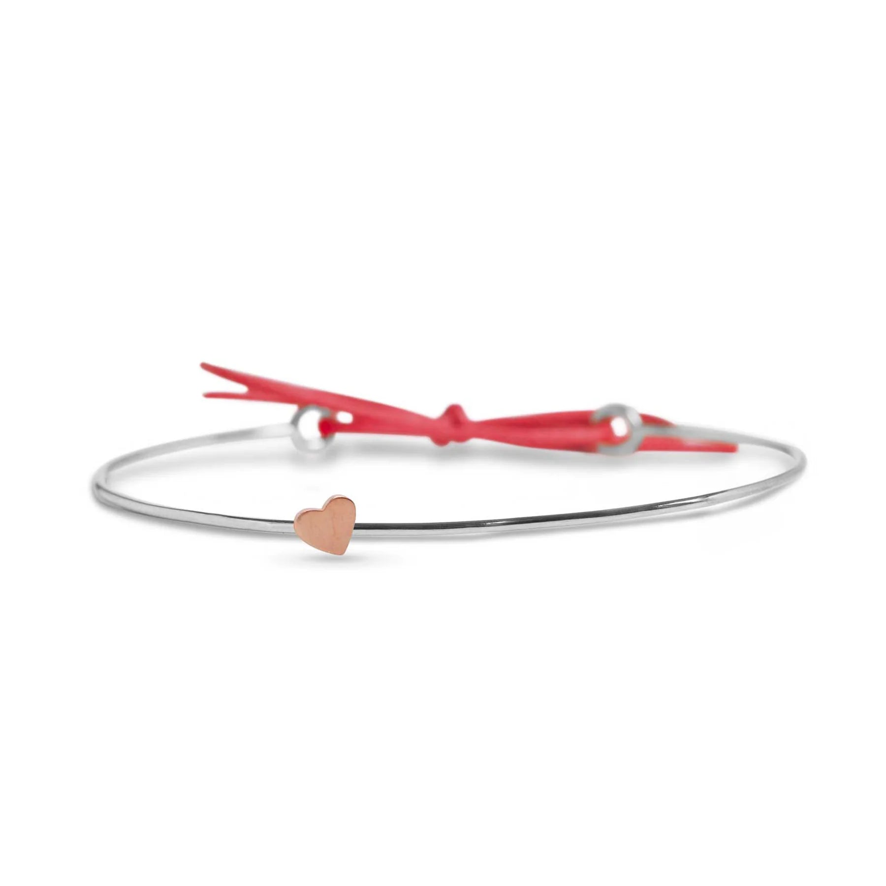 Bracciale Filodamore in Argento 925 e Cuore Piccolo in Oro Rosa 9kt