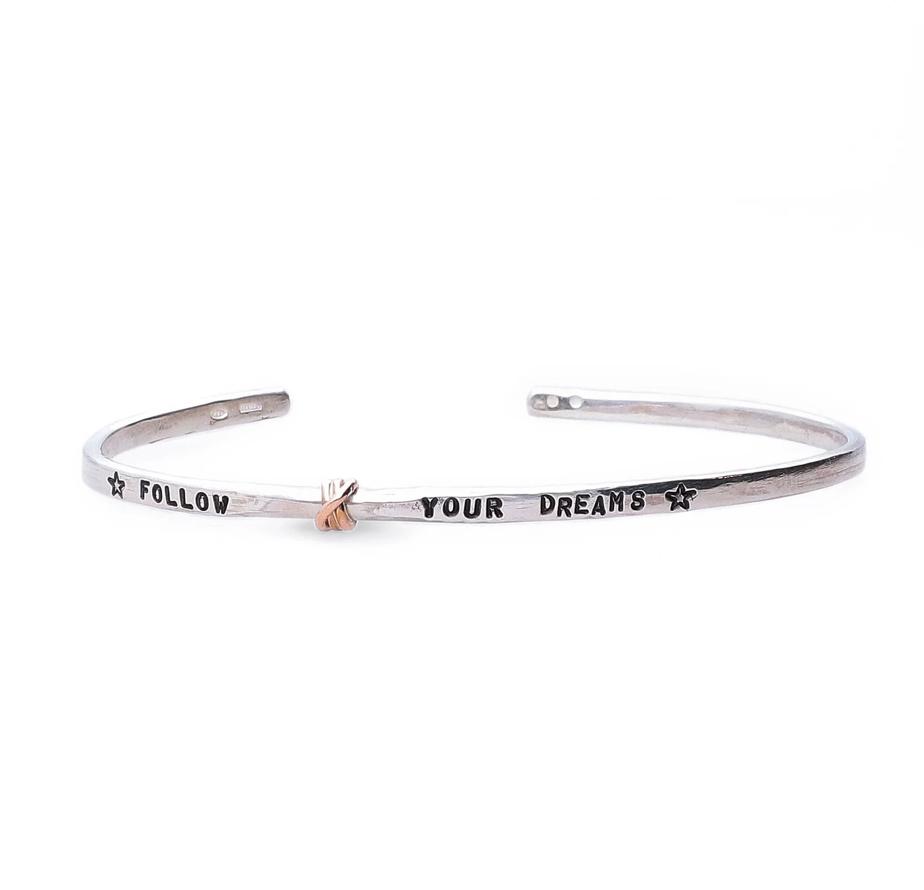 Bracciale in Argento 925 con elemento tre fili in Oro Rosa 9kt
