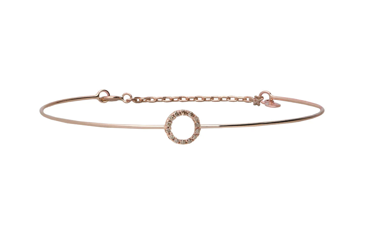 Bracciale Filodamore in Oro Rosa 9kt con cerchio piccolo e Diamanti