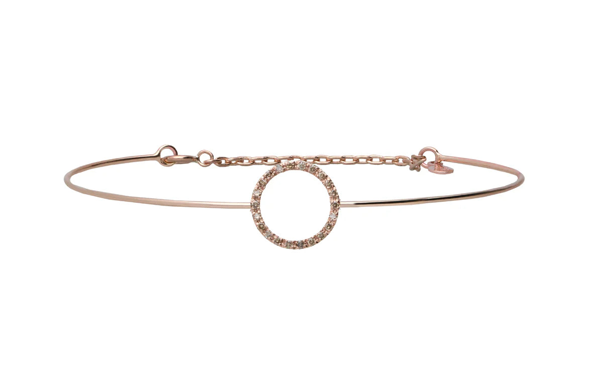 Bracciale Filodamore in Oro Rosa 9kt con cerchio grande e Diamanti