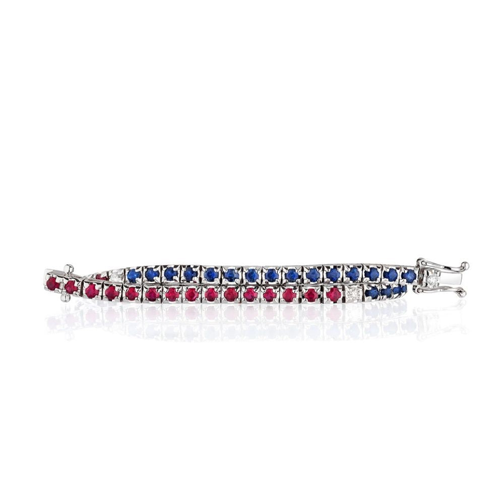 Bracciale Tennis con Zaffiri, Rubini e Diamanti Bianchi