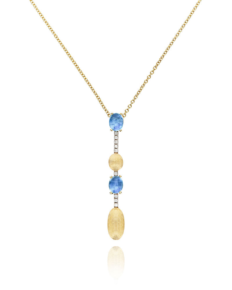 Collana "DANCING AZURE" con Diamanti e Topazio London Blu