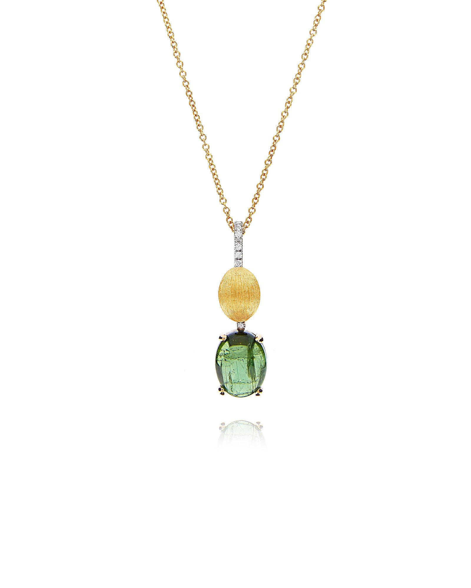 Collana "DANCING TOURMALINES" con ciondolo in oro, diamanti e tormalina verde