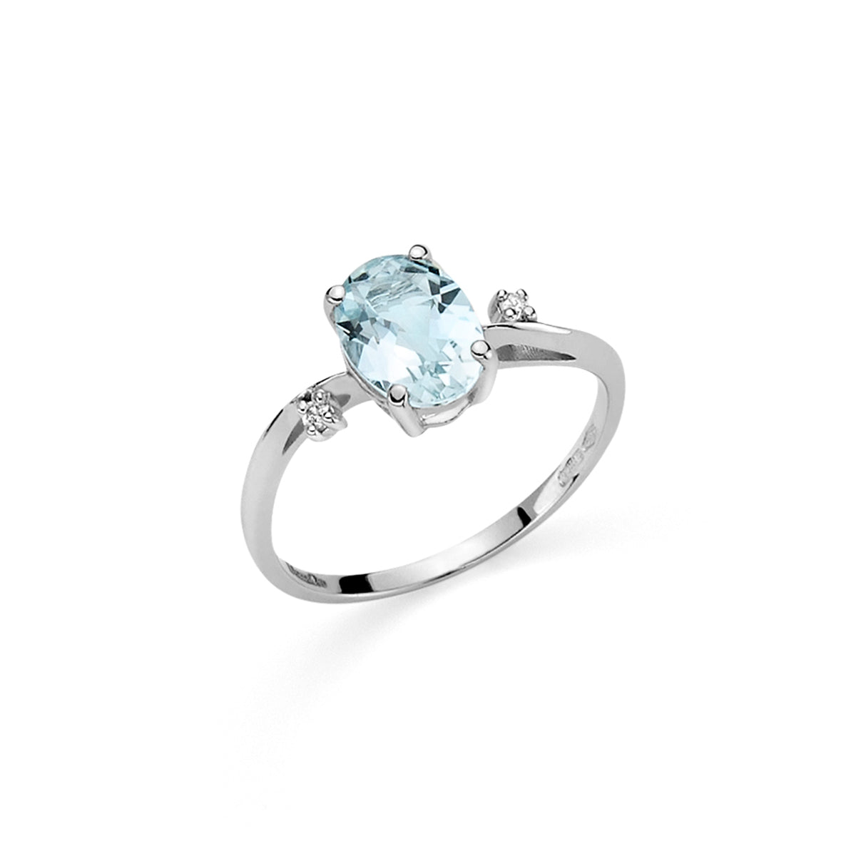 Anello Acquamarina Taglio Ovale e Diamanti